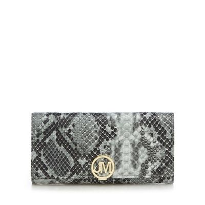 Grey snakeskin-effect large purse